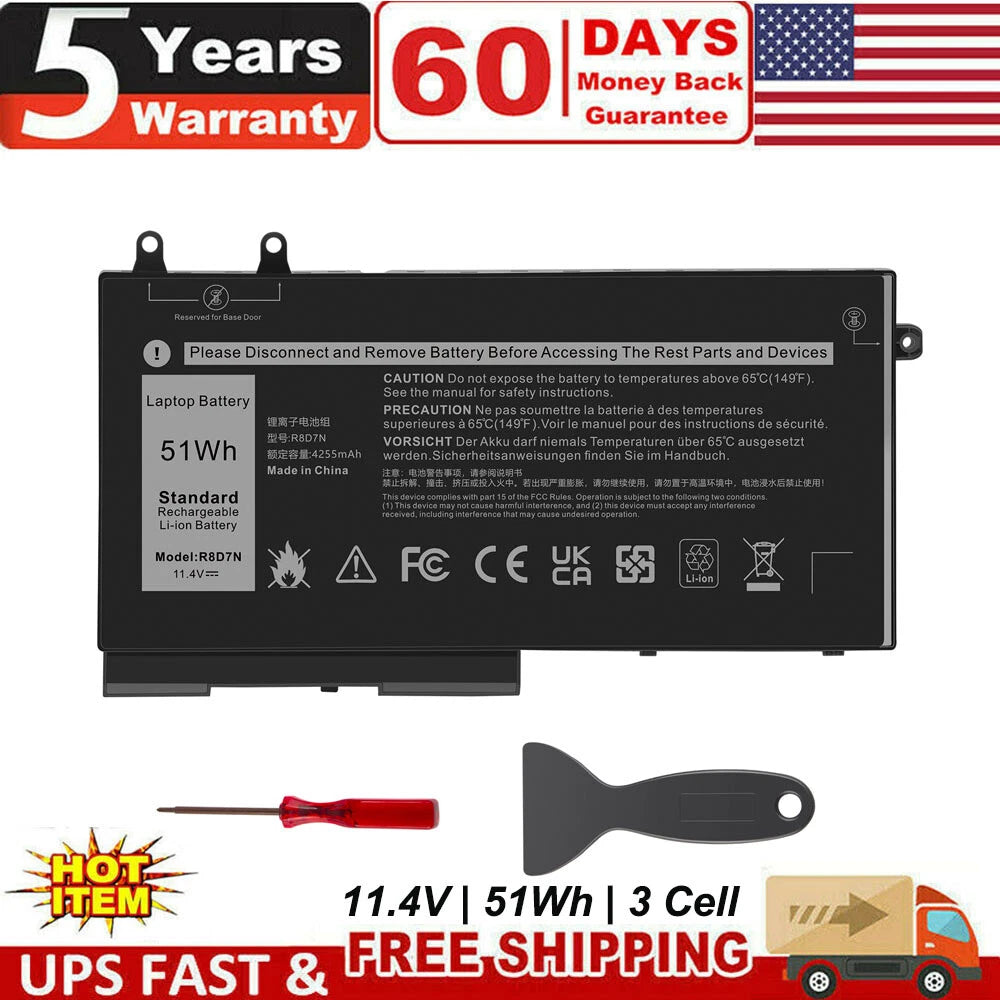 ?R8D7N Battery For Dell Precision 3540 3550 Series Latitude 5400 5500 E5400 51Wh