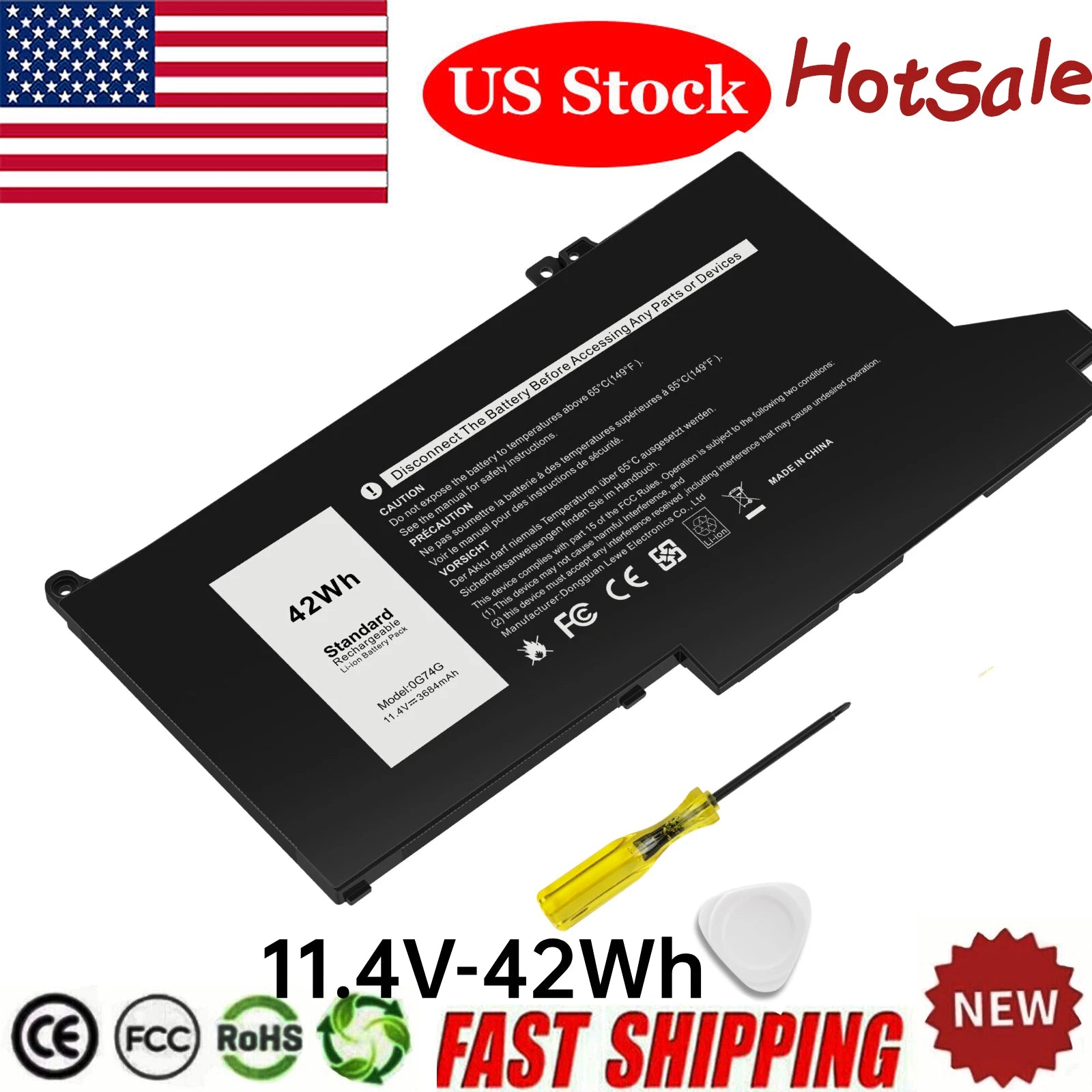 0G74G Laptop Battery for Dell Latitude 5300 2-in-1 5310 7300 7400 Series OG74G
