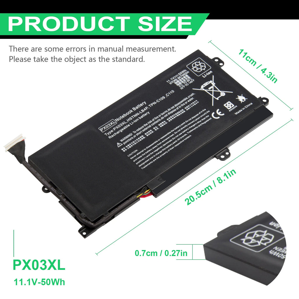 PX03XL Battery for HP Envy 14 Touchsmart M6 M6-k Sleekbook 715050-001 714762-1C1