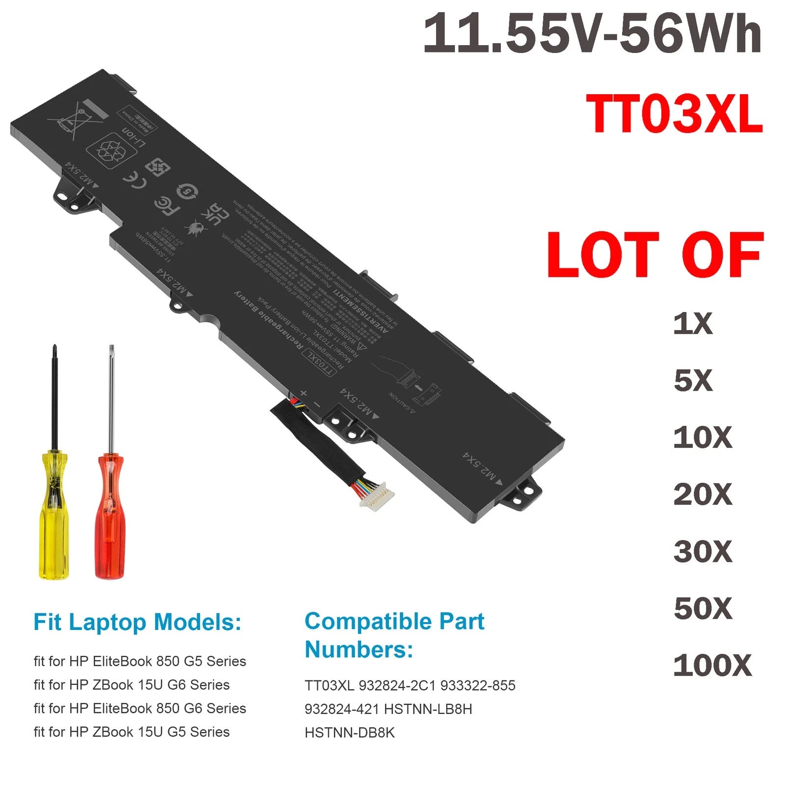 ??LOT TT03XL Battery For HP EliteBook 755 G5 850/ZBook 15U G5 G6 933322-855 56Wh