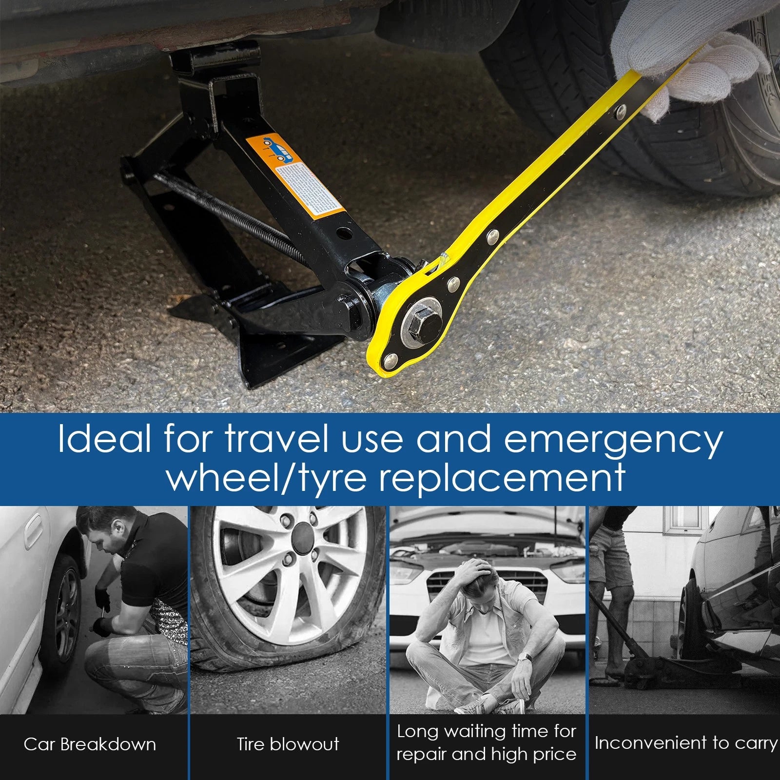 2.5 Ton Scissor Jack Carrying Bag for Car Van Garage Crank Wrench Speed Handle