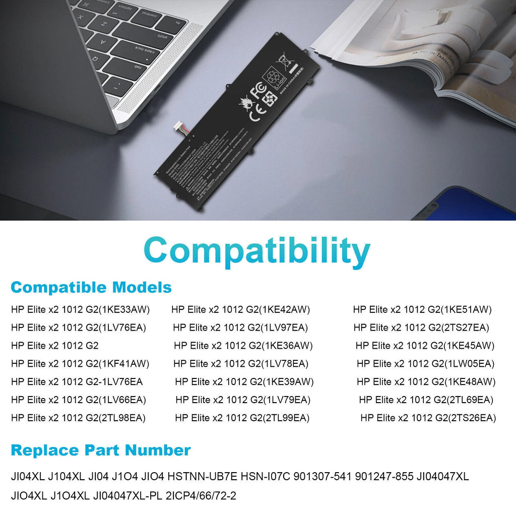 Laptop JI04XL Battery For HP Elite x2 1012 G2 Series HSN-I07C 901307-541 47.04WH