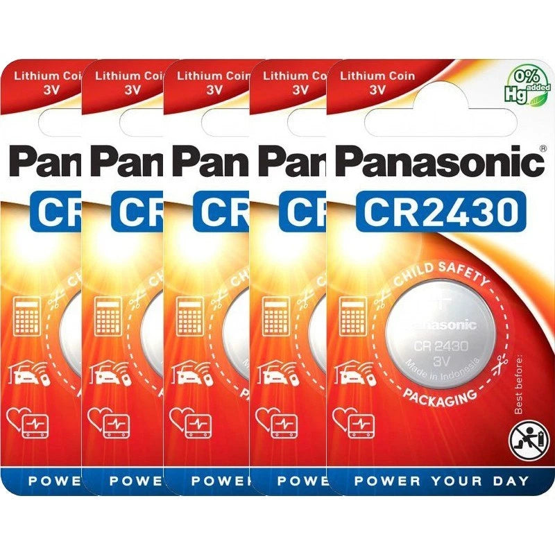 5 Pcs Panasonic CR2430 2430 3v Lithium Coin Cell Battery