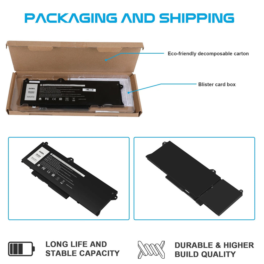 64WH GRT01 Battery For Dell Latitude 5531 5431 5421 Precision 3581 3470 R05P0
