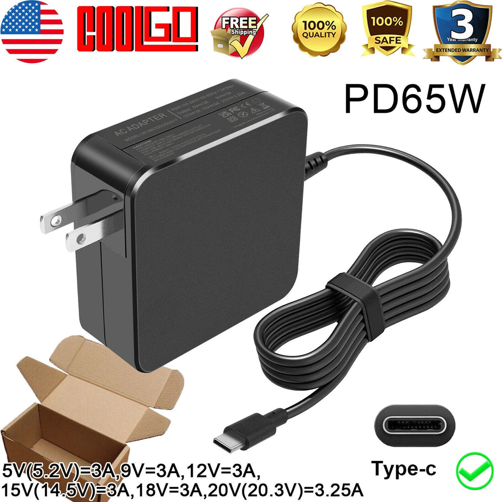 USB Type-C 65W AC Power Adapter For Asus ZenBook Duo 14 UX482EGR-XB74T Charger