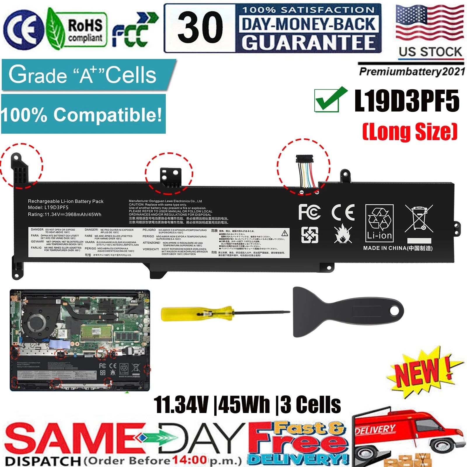 ?New L19D3PF5 L19L3PF5 L19C3PF7 battery for Lenovo IdeaPad 3-14ADA05 3-14ARE05