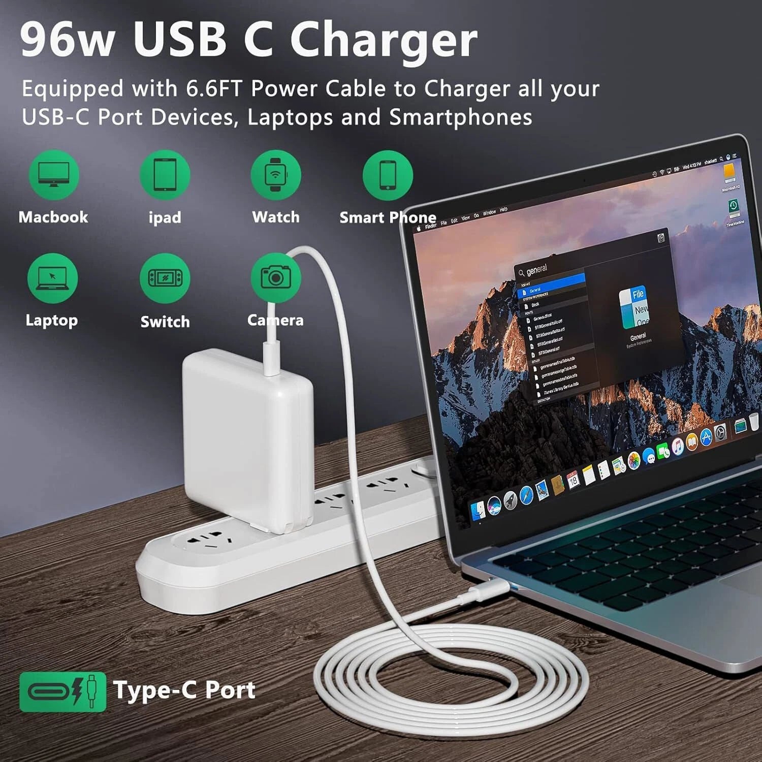 96W 70W USB C Power Adapter Laptop Charger for MacBook Pro 15 13'' Thunderbolt 3