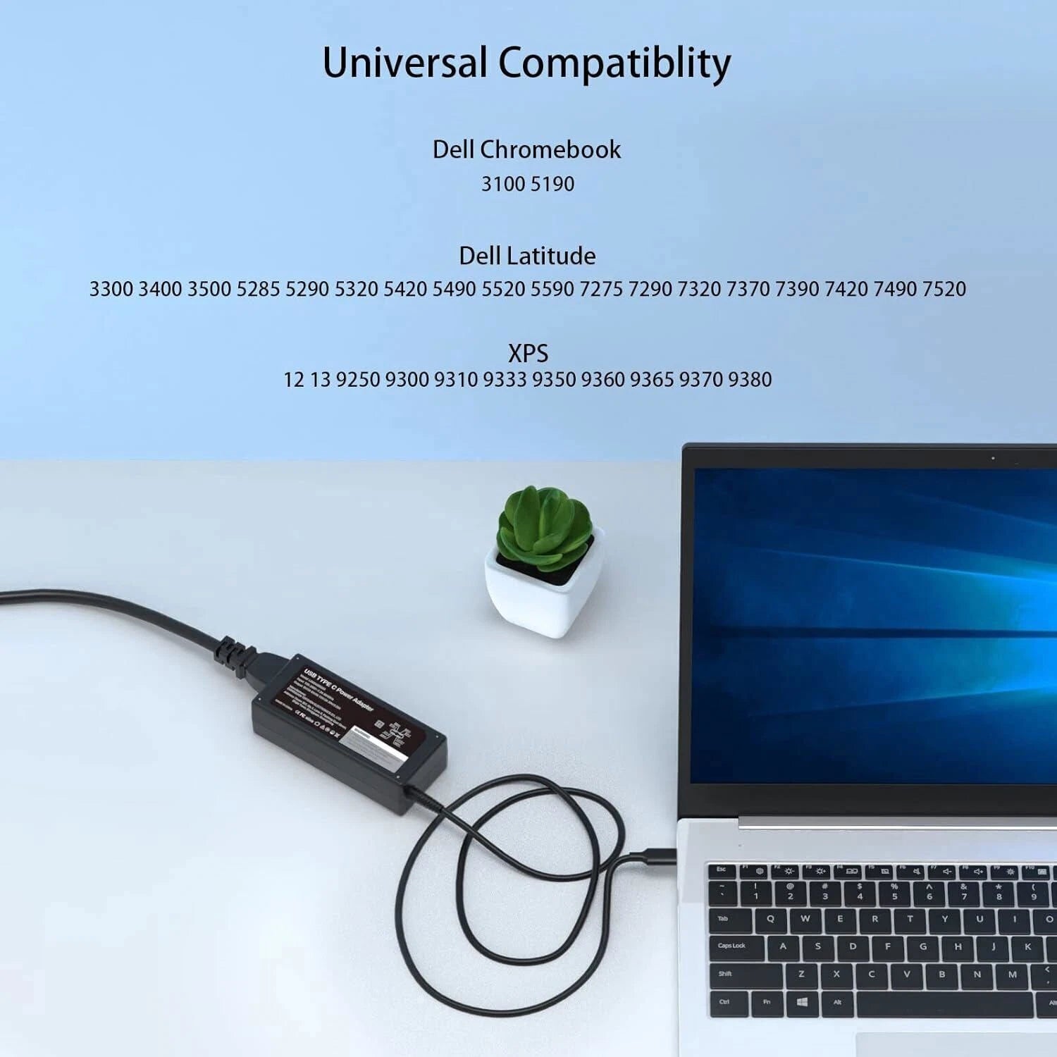 90W For Dell Laptop Charger 65W USB C Power Adapter for Dell Chromebook 3100 XPS