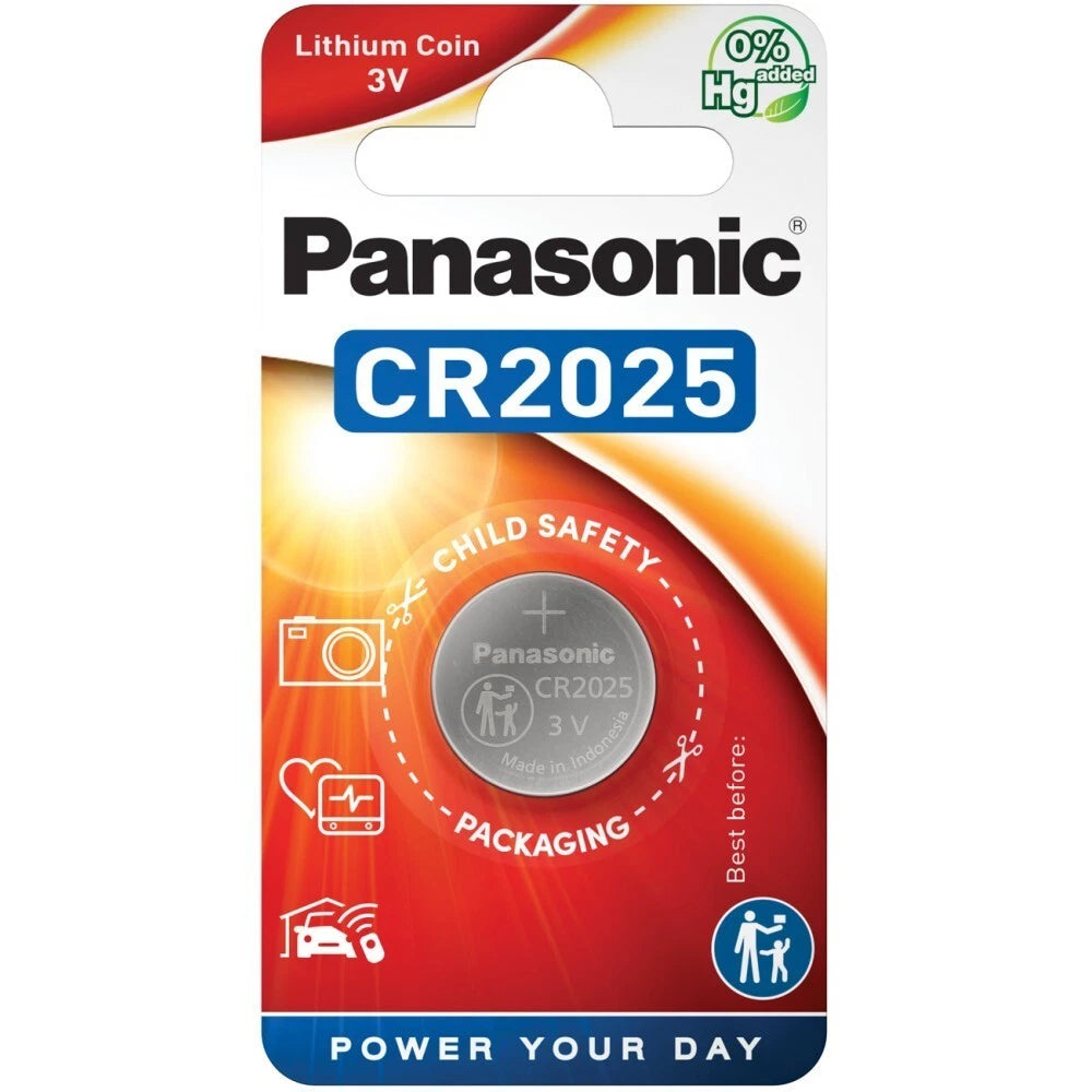 50 Pcs Panasonic CR2025 3V Lithium Coin Cell Battery for Key Fob Watches Remotes