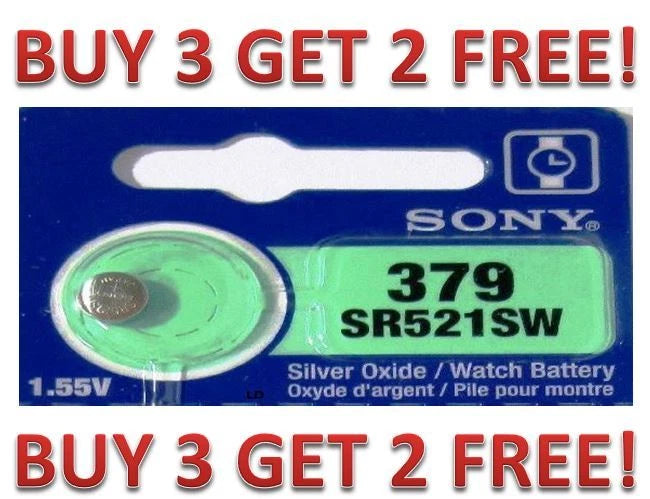 MURATA / SONY 379 SR521SW SR521 379 Watch Battery US Seller BUY 3 GET 2 FREE!!