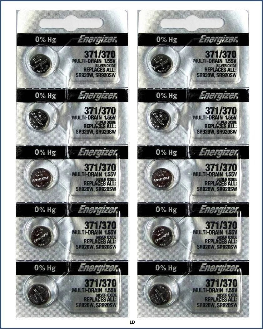 Energizer 371/370 Silver Oxide Multipurpose Battery - 10 Pieces