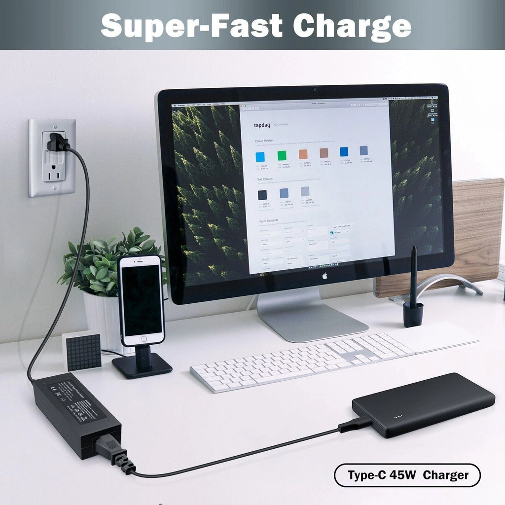 Laptop Charger 45W USB Type C (USB-C) Ac Power Cord Supply For Lenovo ThinkPad