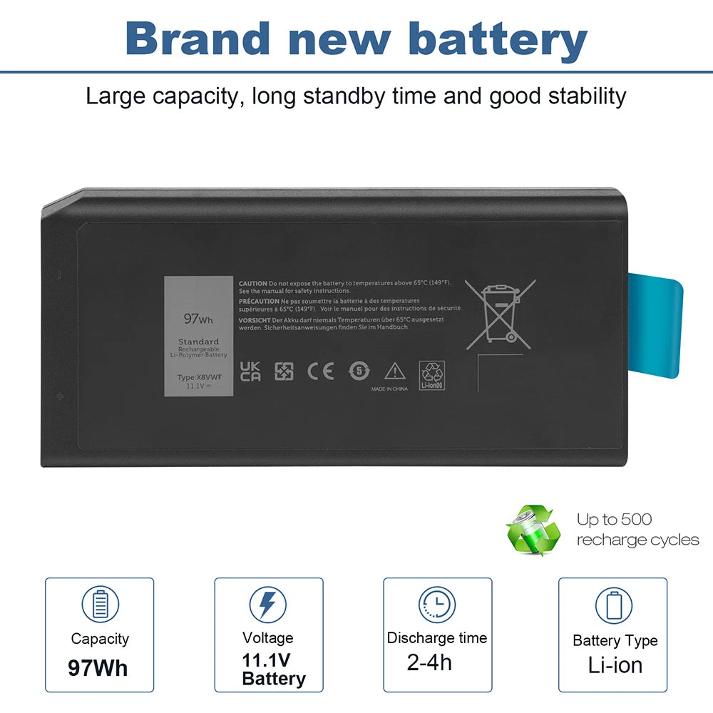 97Wh X8VWF Battery For Dell Latitude 14 Rugged 5404 5414 E5404 7404 7414