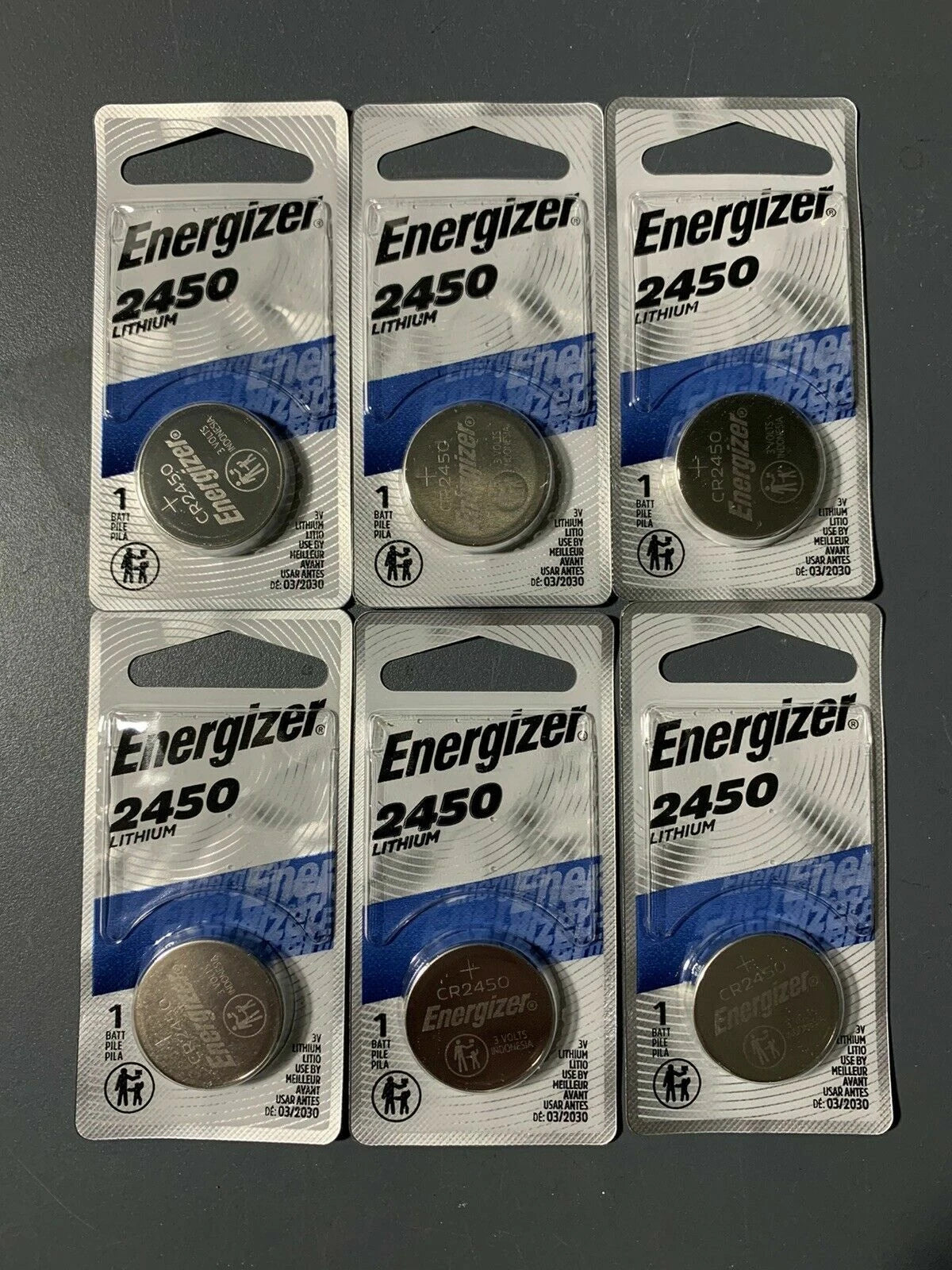 6 Pcs Energizer CR2450 ECR2450 CR 2450 3V Lithium Coin Cell Button Battery
