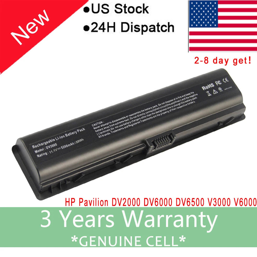 Battery for HP Pavilion DV2000 DV6000 DV6100 DV6500 DV6700 V3000 V6000 / Charger
