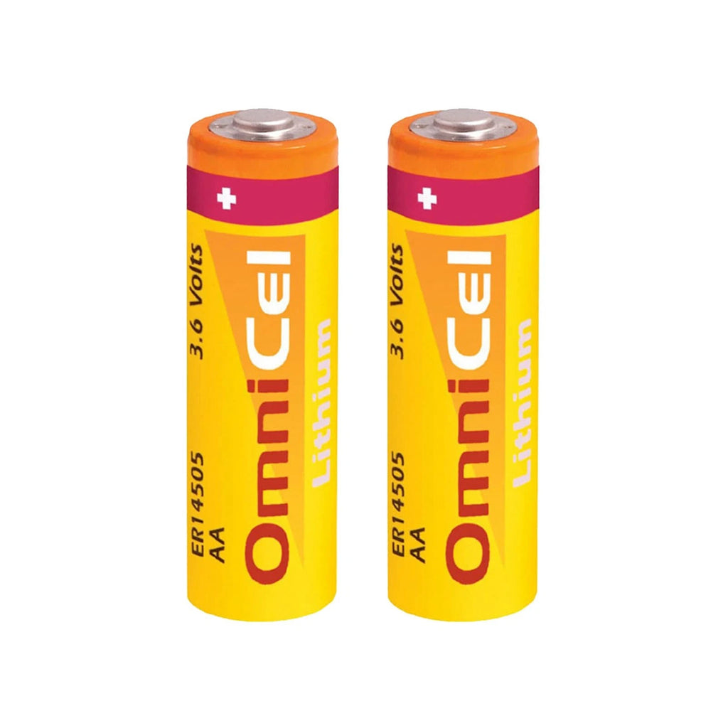 2x OmniCel ER14505 3.6V 2400mAh AA Lithium Button Top Battery Sensors Detectors
