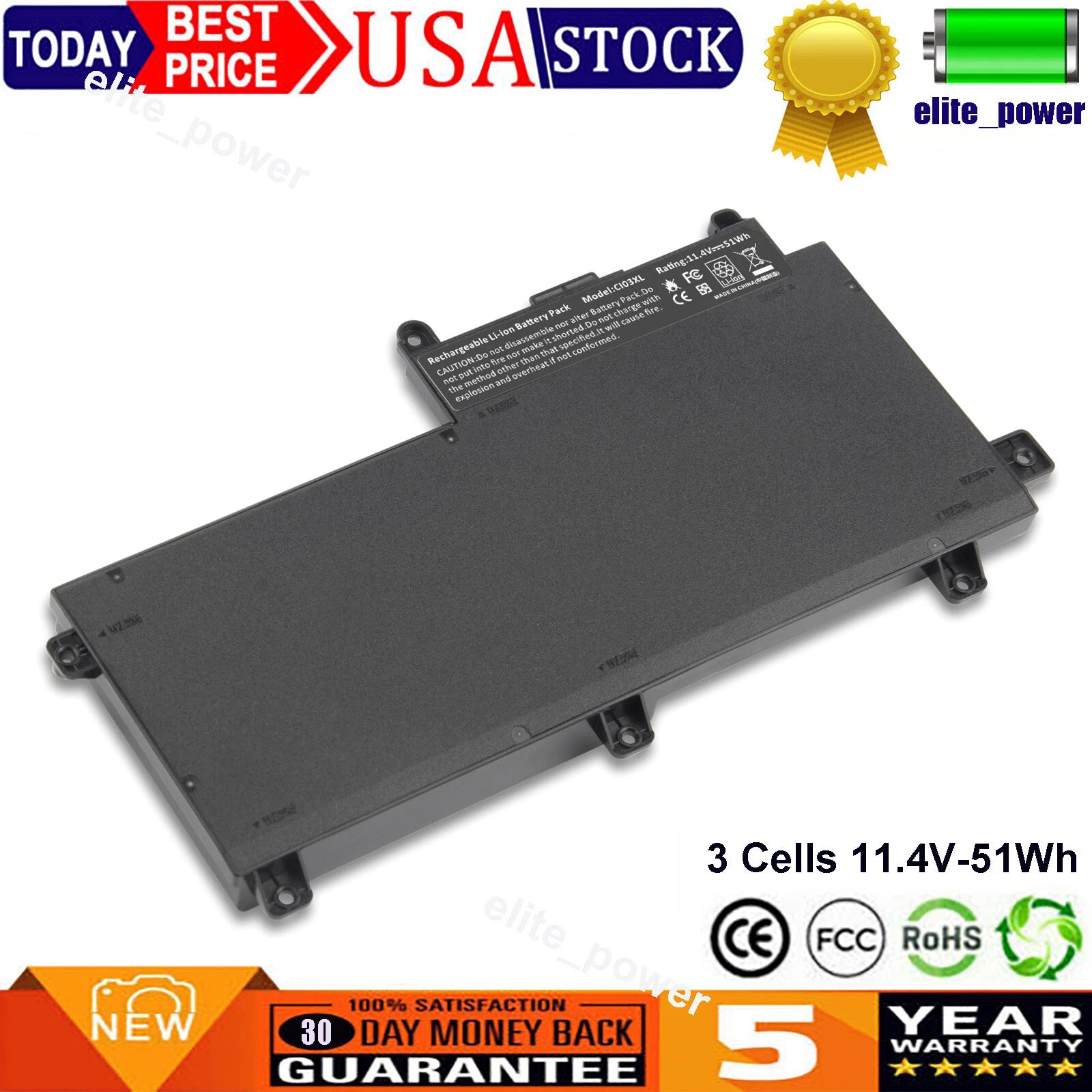 CI03XL Battery For HP ProBook 640 645 650 655 G2 Serie 801554-001 C103XL/Adapter