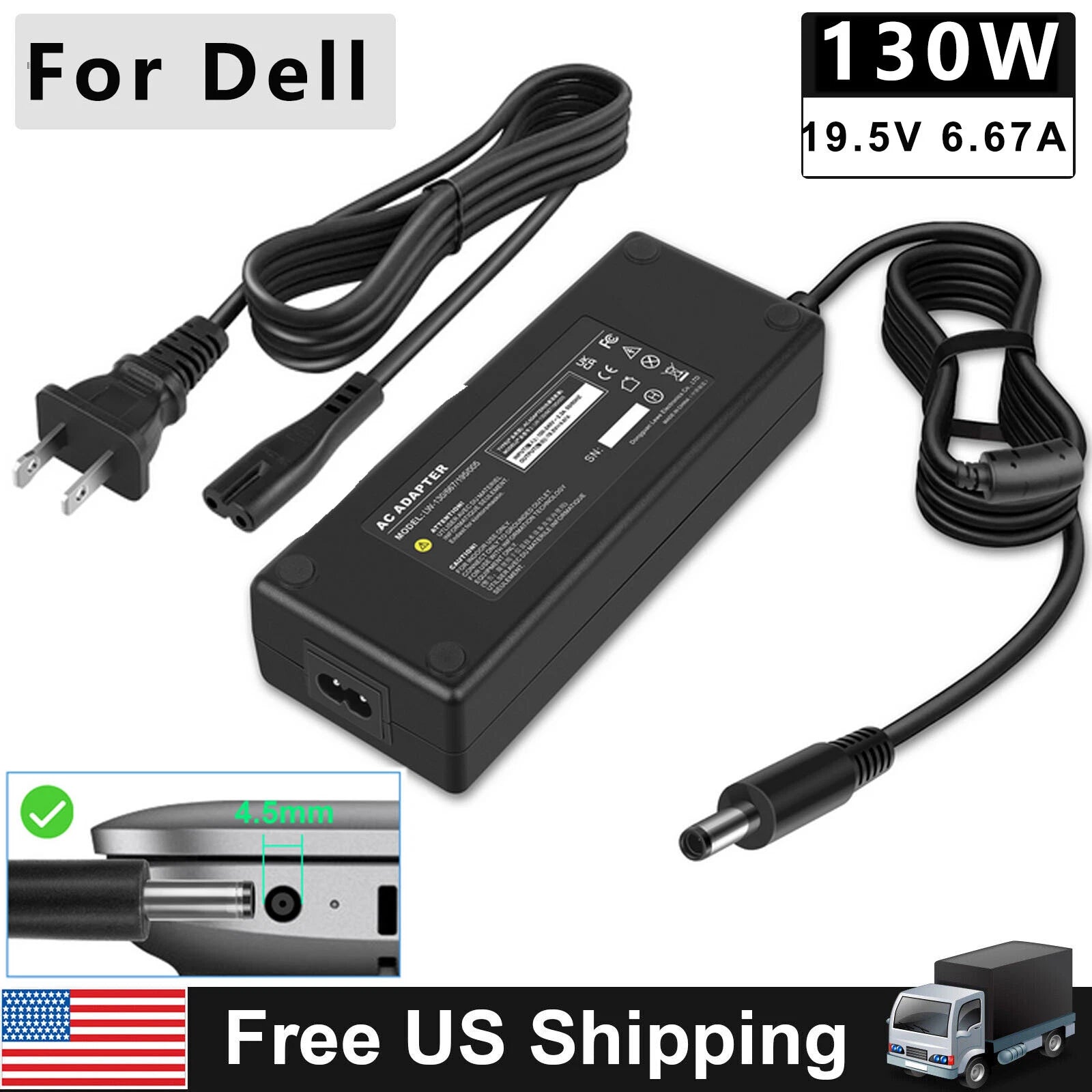 130W Adapter Charger for Dell Precision M3800 M2800 5510 5520 5530 XPS 15 9560