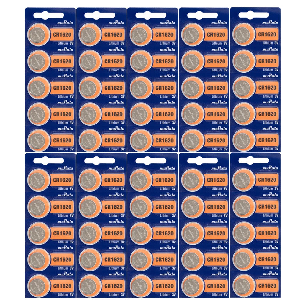 50 x Murata CR1620 3V Lithium Batteries BR1620 DL1620 Button Cell Battery