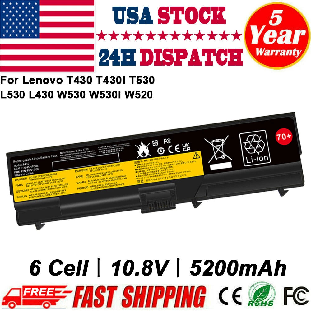 Replace Battery For Lenovo ThinkPad T430 45N1004 W530 L530 45N1001 57Y4186 70+