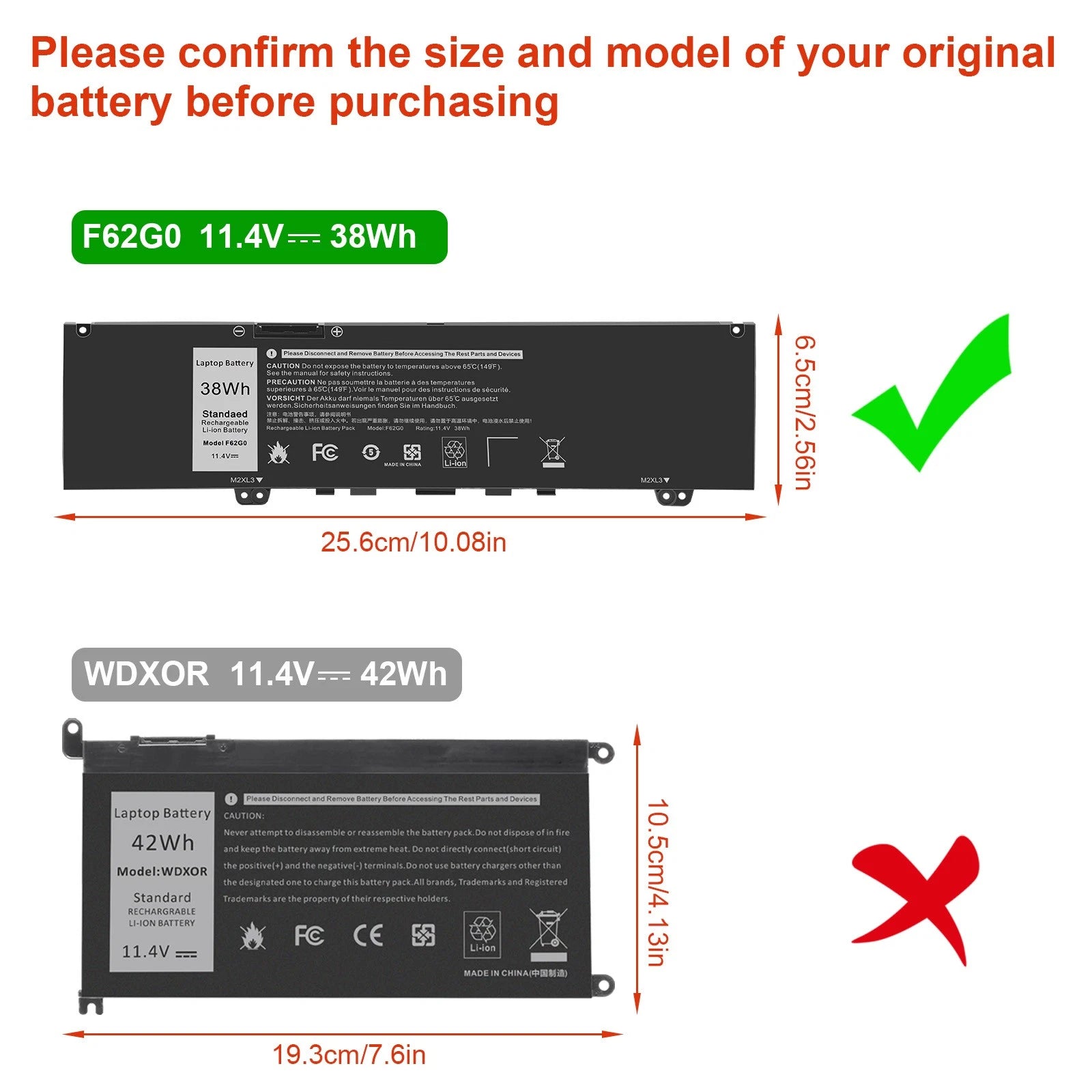 LOT Battery F62G0 for Dell Inspiron 13 7000 7373 7386 7370 P83G 39DY5 039DY5