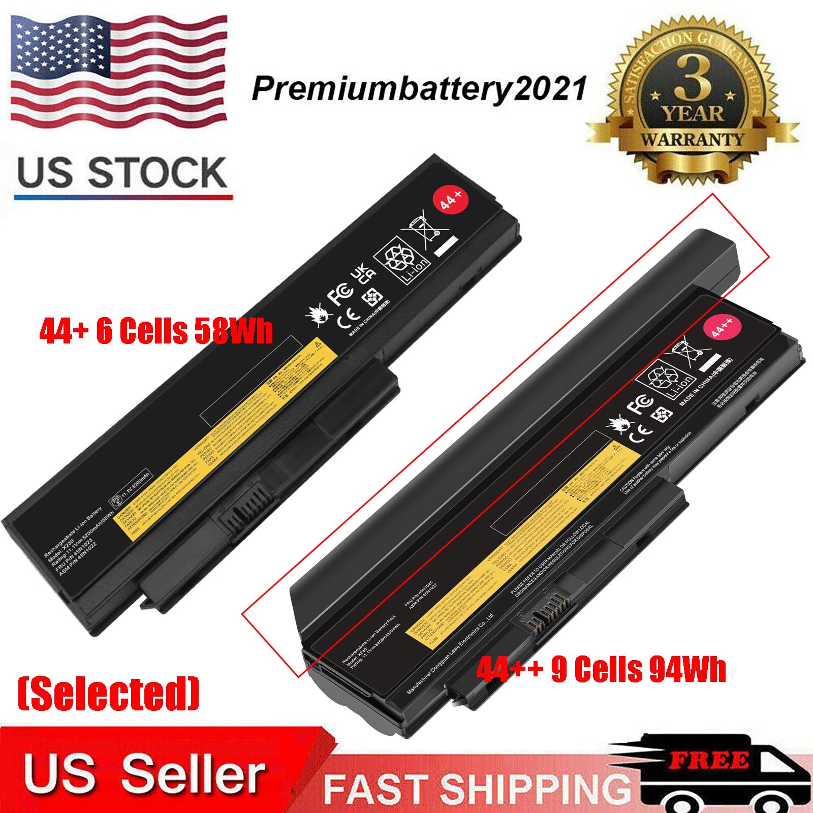 44+/44++ NEW Battery For Lenovo ThinkPad X220 X230 X220i X230i 0A36281 0A36282