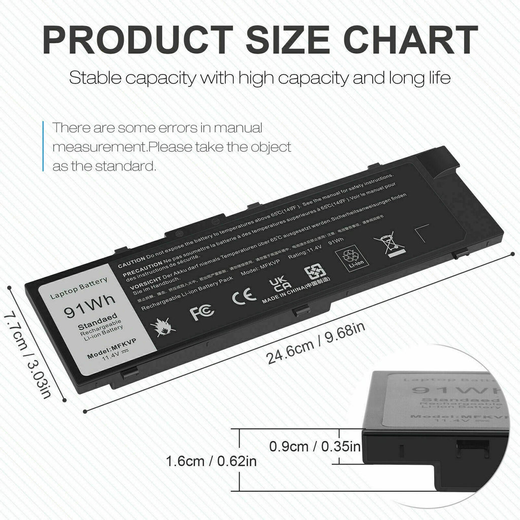 LOT 91Wh Battery MFKVP For Dell Precision 15 7510 7520 17 7710 7720 M7510 M7710