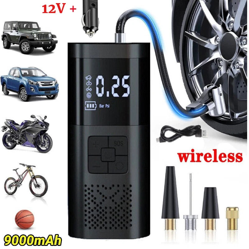 8000mAh Digital Tire Inflator Car Air Pump Compressor Electric Portable Auto 12V