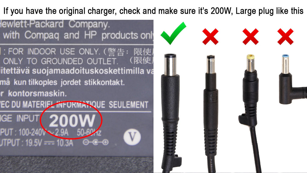 Genuine HP EliteBook 8760w 200W AC Charger Power Adapter
