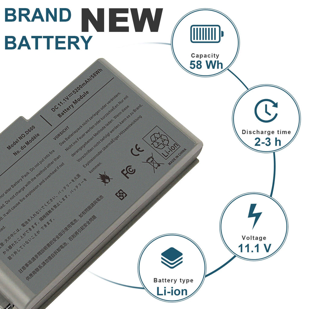 Battery U1543 C1295 for Dell Latitude D500 D600 D610 500M 505M 510M 600M 5200mAh