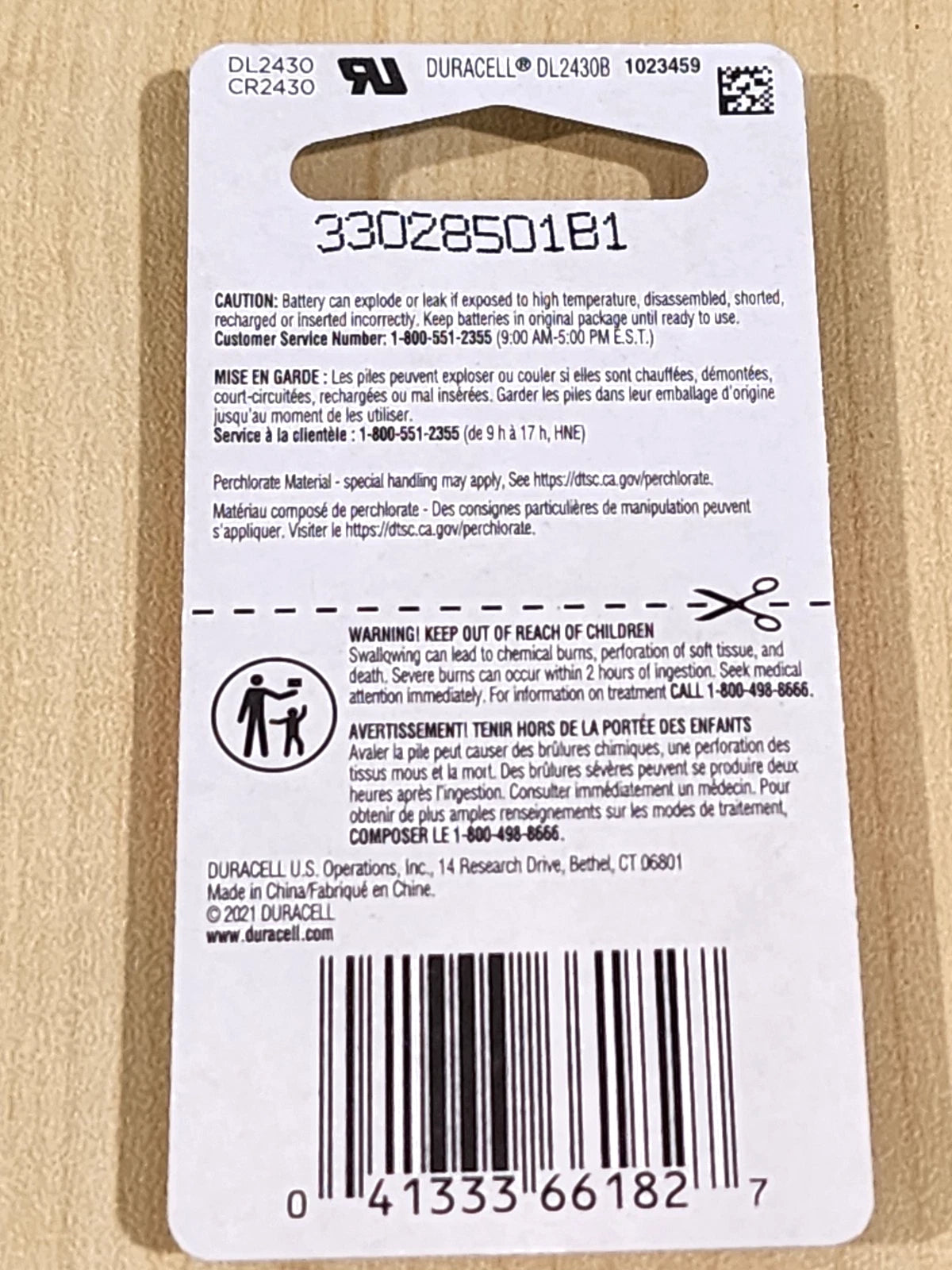 2 Packs DURACELL CR2430 ECR2430 3V Coin Cell Lithium Battery EXP. 03/2032