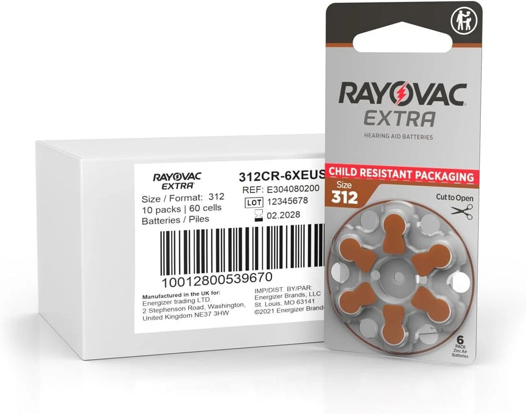 60 Rayovac Extra Advanced Hearing Aid Batteries, SIZE 312 Fast Shipping from USA