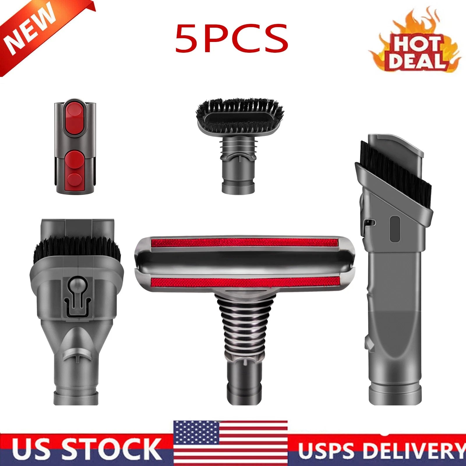 5Pcs Attachment Kit Tools Vacuum For Dyson V6 V8 Absolute Nozzle Brush Tool Set