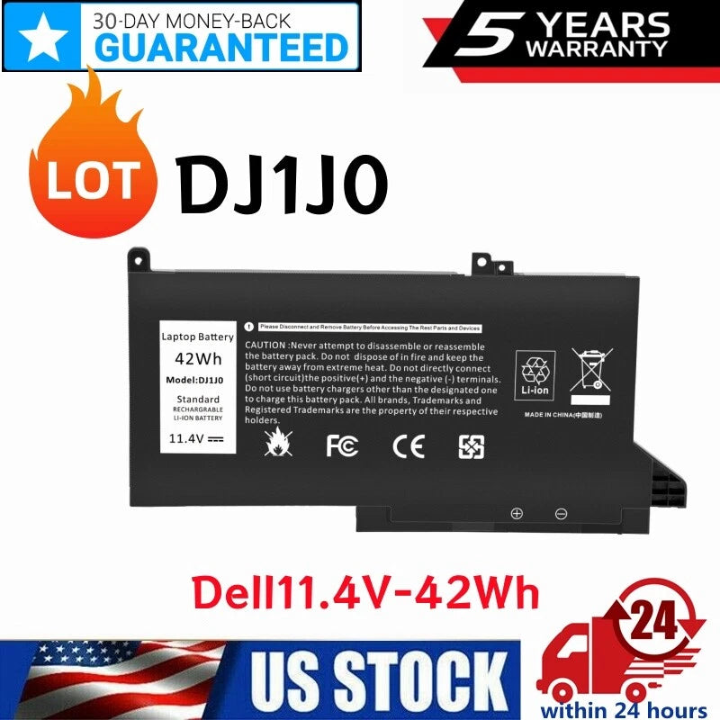 Lot 1-30 Battery DJ1J0 For Dell Latitude 7280 7290 7380 7390 7480 7490 3Cells