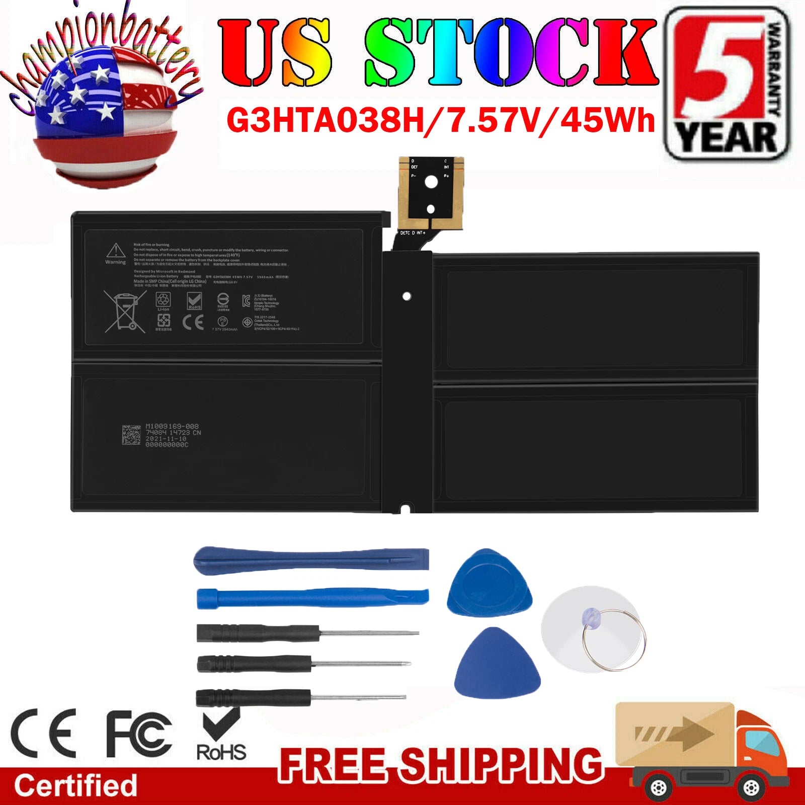 Battery DYNM02 G3HTA038H for Microsoft Surface Pro 5 1796 Pro 6 1807 /Stylus Pen