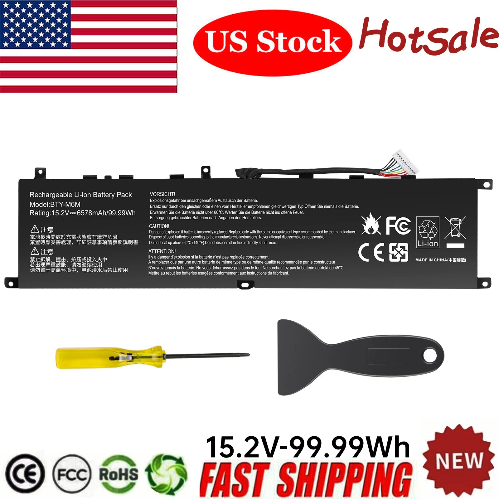 BTY-M6M Battery For MSI GS66 Stealth 10SE 10SF 11UE 11UH GE66 10UG 11UG GE76 NEW