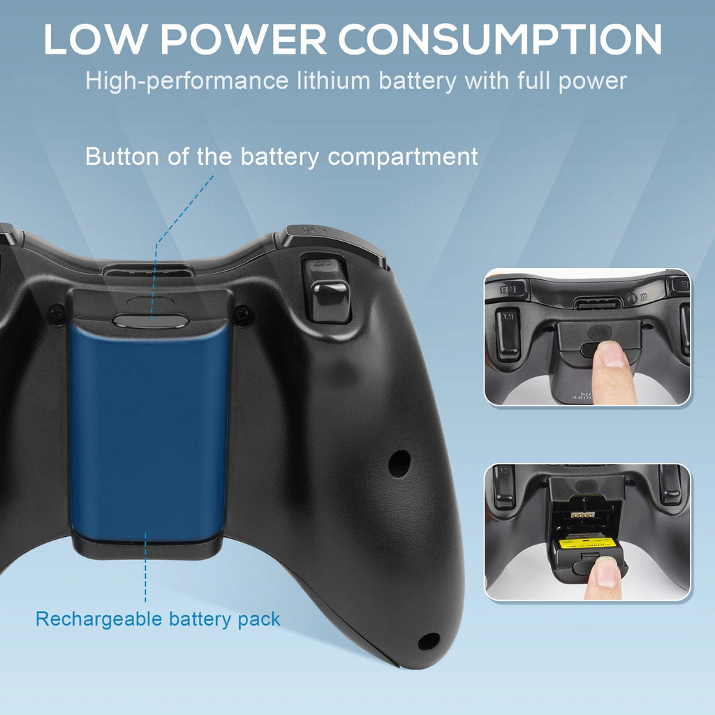 New Controller Wireless GamePad For Microsoft Xbox 360/Slim/PC & Battery Pack