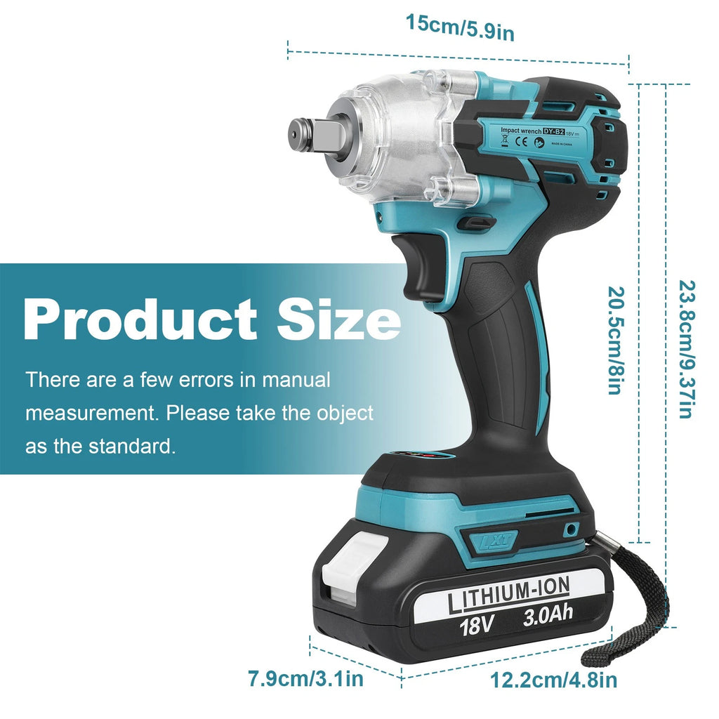 650Nm Electric Impact Wrench High Torque Impact Gun 1/2" w/ 2 Li-ion Battery