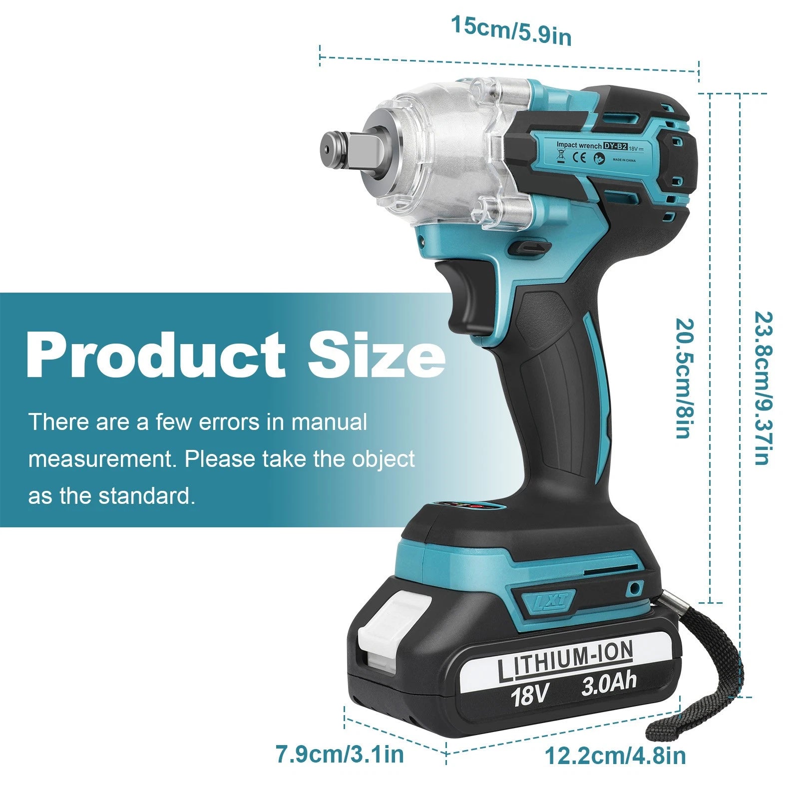 650Nm Electric Impact Wrench High Torque Impact Gun 1/2" w/ 2 Li-ion Battery