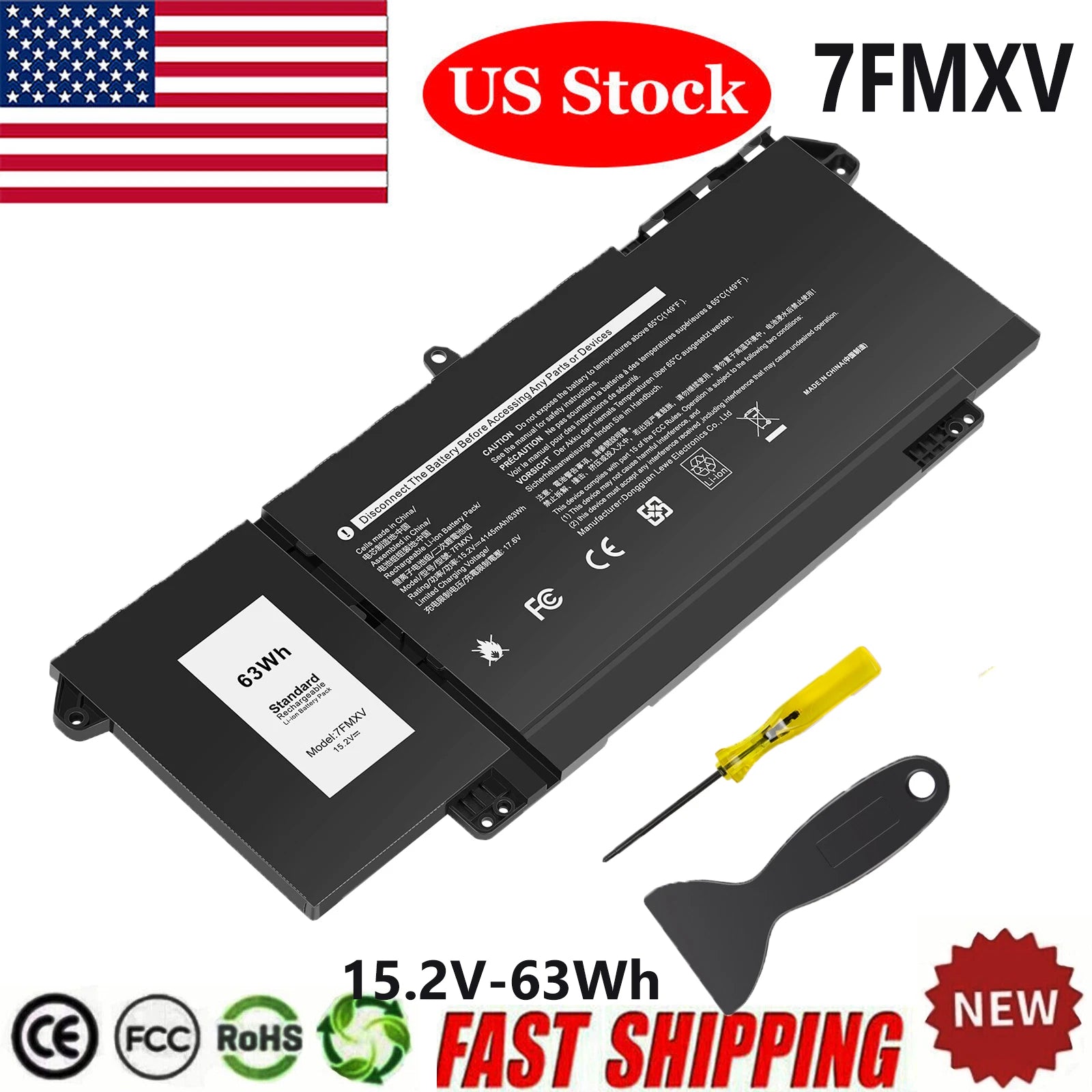 7FMXV Battery For Dell Latitude 5320 7320 7420 7520 TN2GY 9JM71 1PP63 HDGJ8