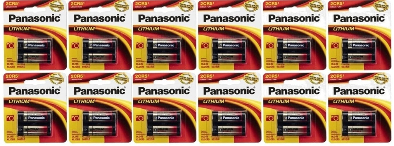 12 Pack Panasonic 2CR5 6V Lithium Photo Battery, DL45, KL2CR5, 5032LC