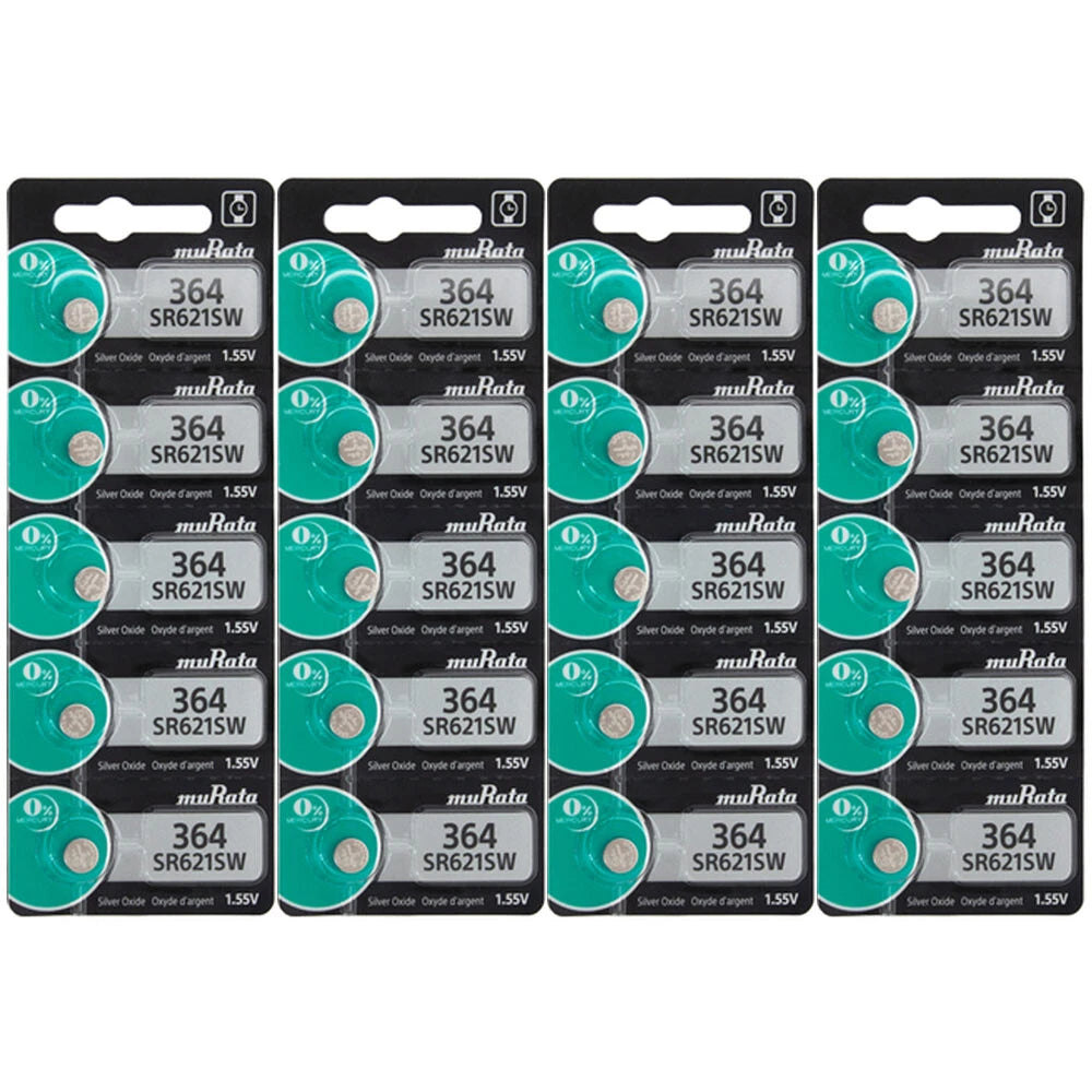 20 Murata Replaces Sony 364 LR621 SR621 SR621SW Button Cell Batteries