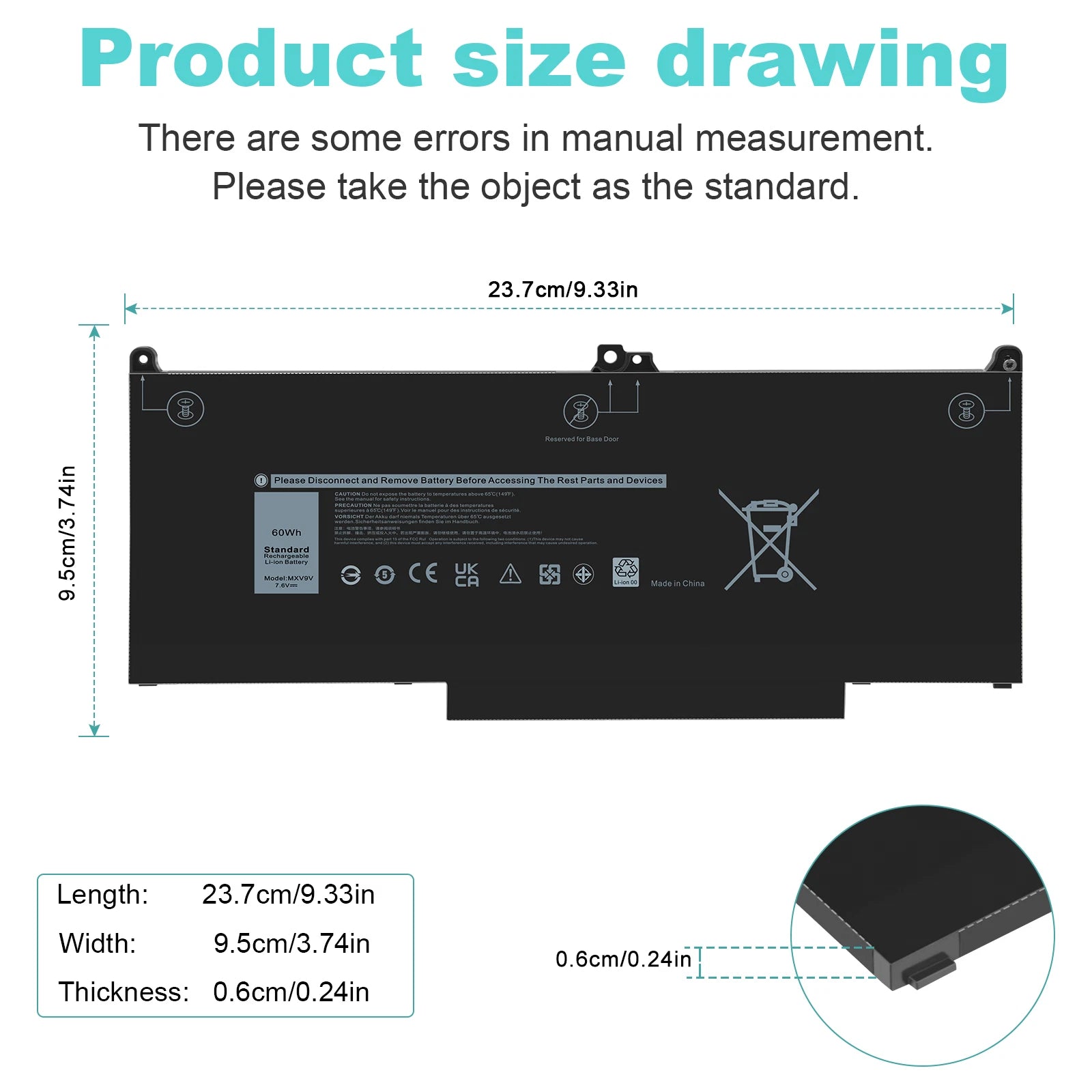 For Dell LATITUDE 7300 7400 Battery 7.6V 60Wh 5VC2M N2K62 Type MXV9V Notebook