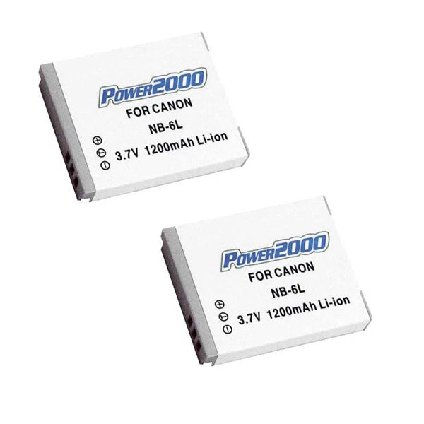 2 Pack Power2000 NB-6L Battery for Canon SX700, SX610, D30, SX530, SD3500 Camera