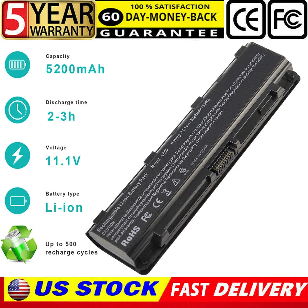 PA5024U-1BRS Battery For Toshiba Satellite C805 C850 C855 C870 L800 PA5025U-1BRS