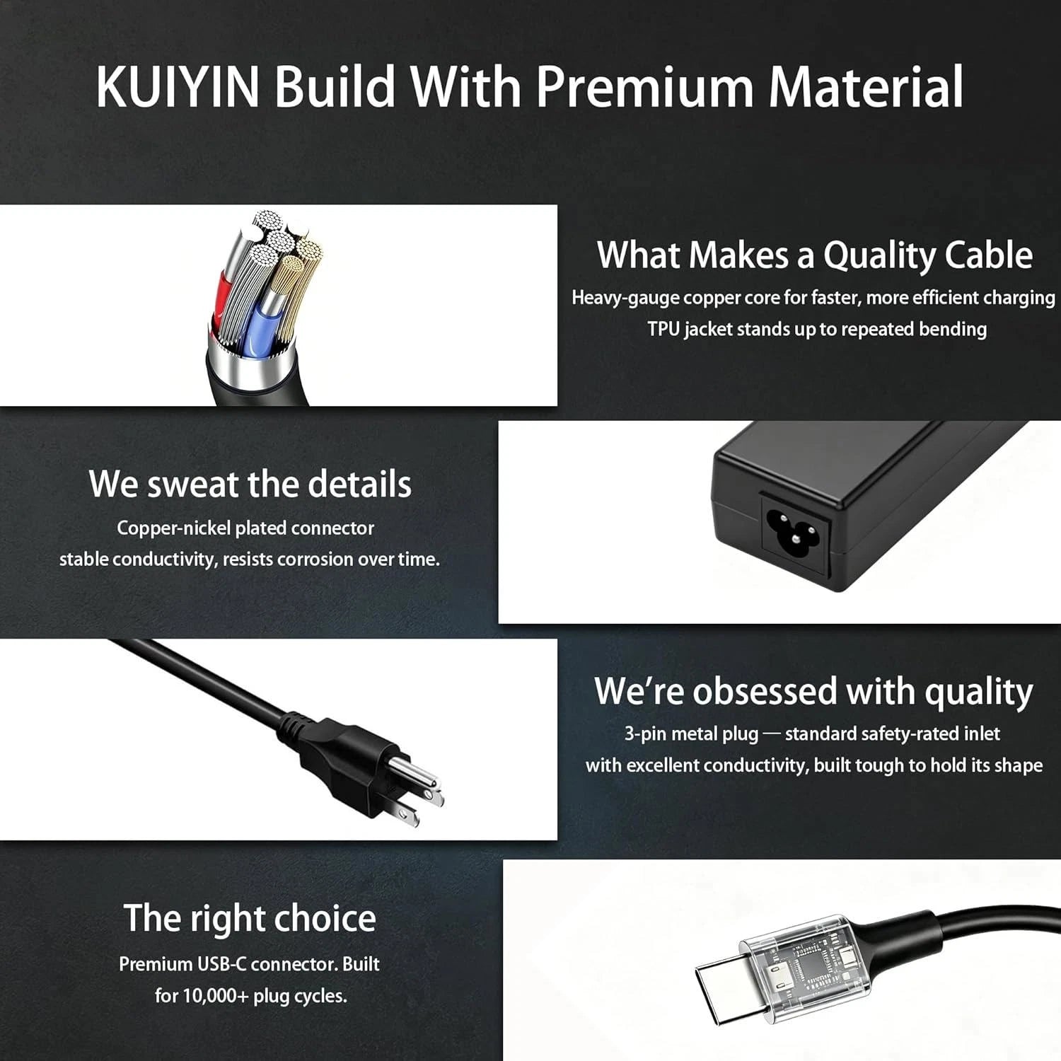 45W USB-C/Type-C For HP Chromebook Lenovo/Acer/Asus/Samsung Power Laptop Charger