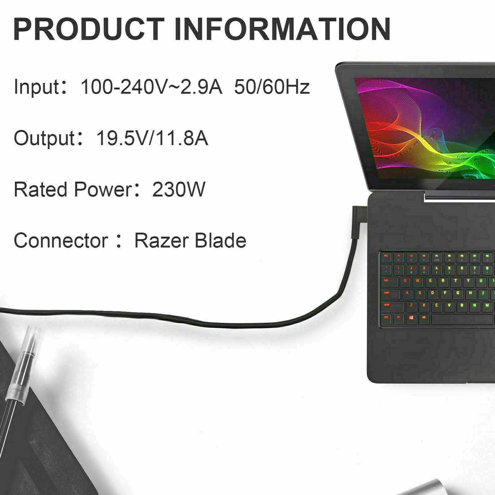 230W 19.5V 11.8A RC30-02480 AC Adapter Charger for Razer Blade 15 17 RZ09-02886