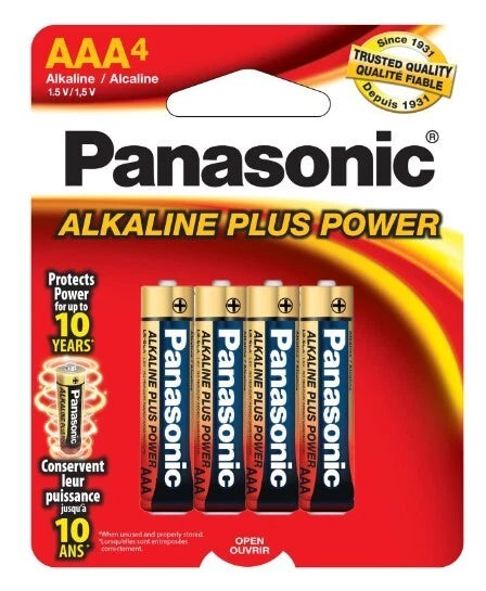 Panasonic AAA 4 Pack Power Plus 1.5V Alkaline Batteries