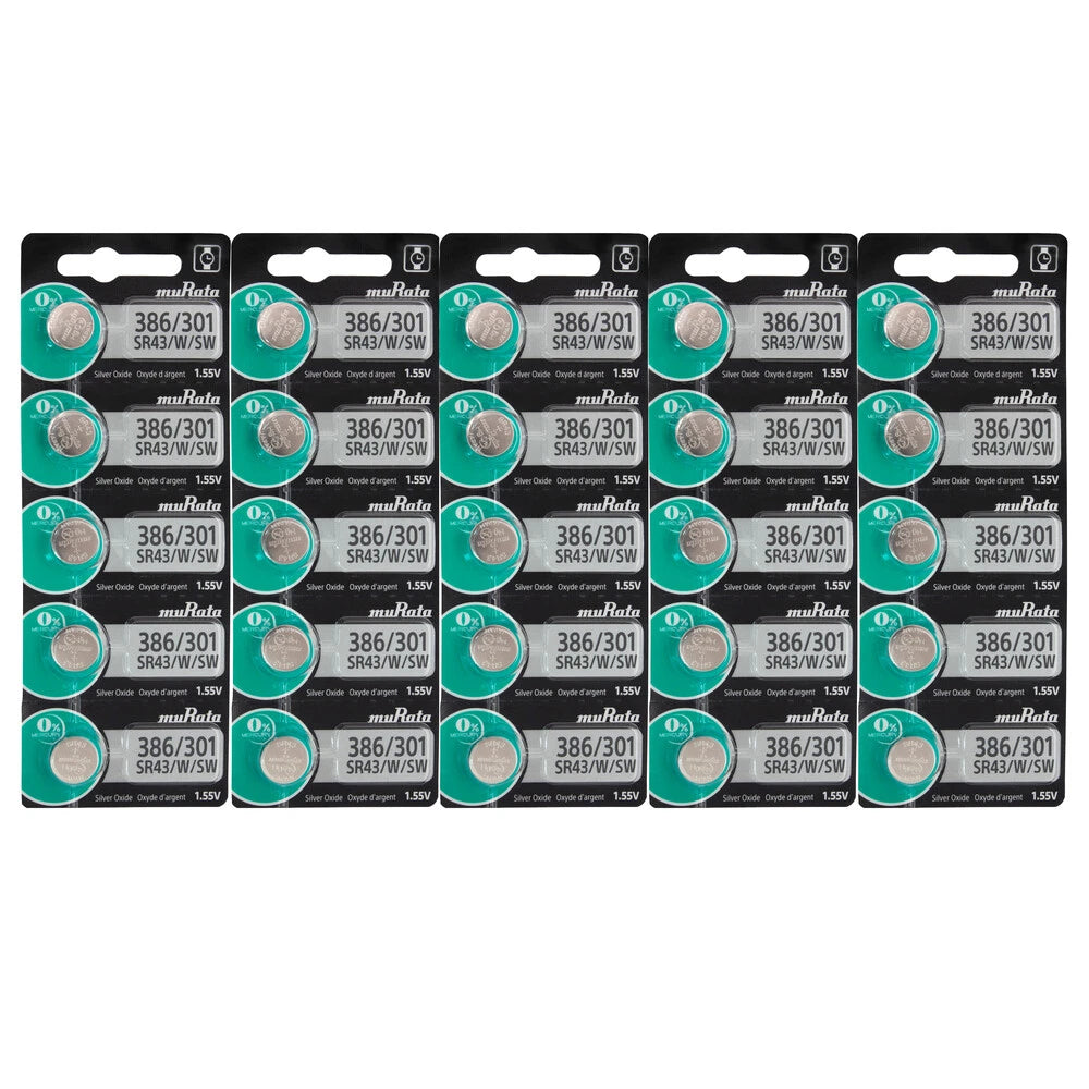 25 Murata 386 SR43W 301 186 SR43SW SR1142 Silver Ox Battery