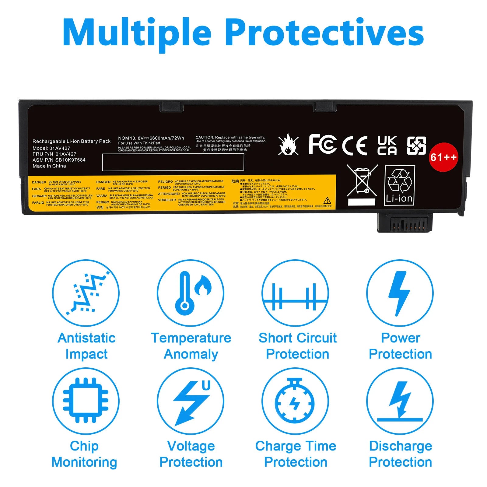 72Wh Battery for Lenovo ThinkPad T470 T480 T570 P51S 01AV427 61++